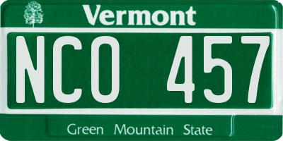 VT license plate NCO457