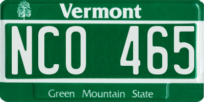 VT license plate NCO465