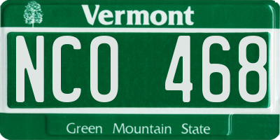 VT license plate NCO468
