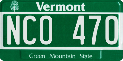 VT license plate NCO470