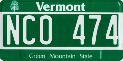 VT license plate NCO474