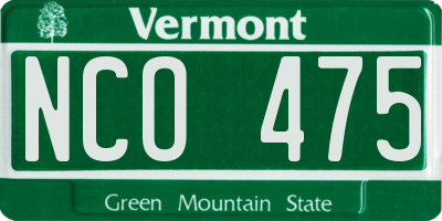 VT license plate NCO475