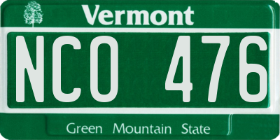 VT license plate NCO476