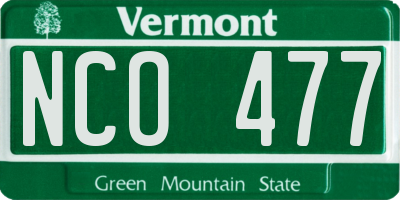 VT license plate NCO477