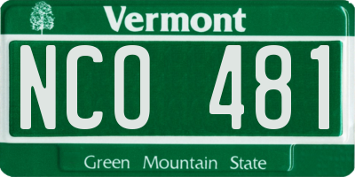 VT license plate NCO481