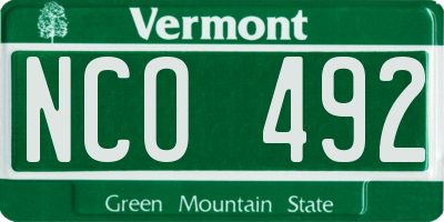 VT license plate NCO492