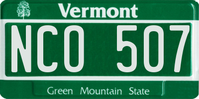 VT license plate NCO507