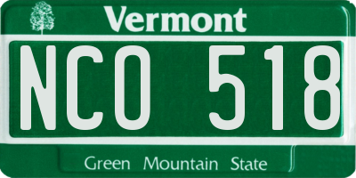 VT license plate NCO518