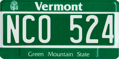 VT license plate NCO524