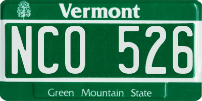 VT license plate NCO526