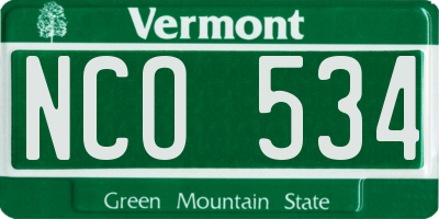 VT license plate NCO534