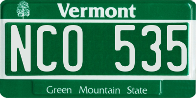 VT license plate NCO535
