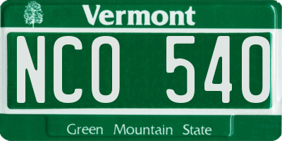 VT license plate NCO540