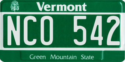 VT license plate NCO542