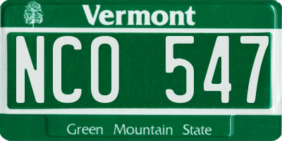 VT license plate NCO547