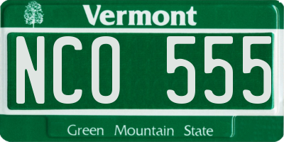 VT license plate NCO555