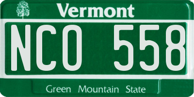 VT license plate NCO558