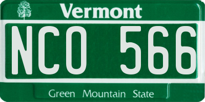 VT license plate NCO566