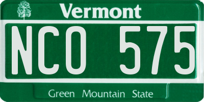 VT license plate NCO575