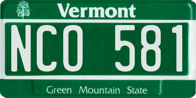 VT license plate NCO581