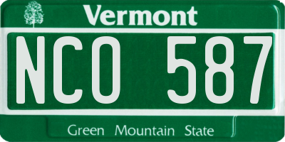 VT license plate NCO587