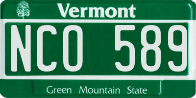 VT license plate NCO589