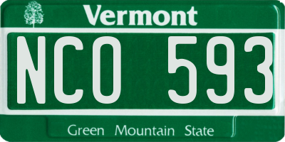 VT license plate NCO593
