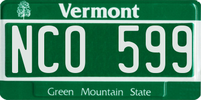 VT license plate NCO599