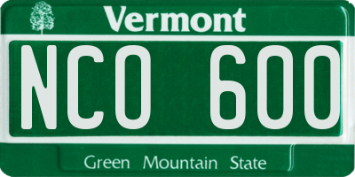 VT license plate NCO600