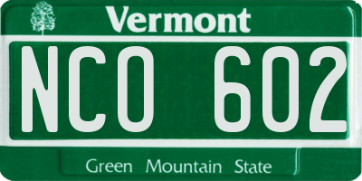VT license plate NCO602