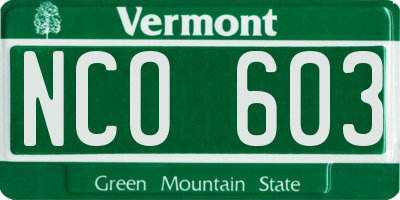 VT license plate NCO603
