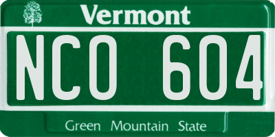 VT license plate NCO604