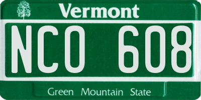 VT license plate NCO608