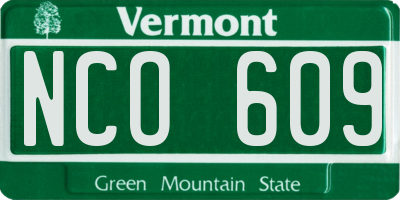 VT license plate NCO609