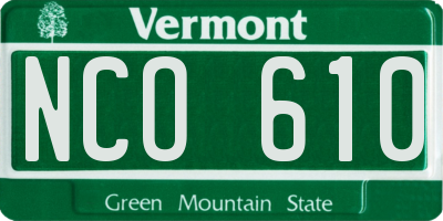 VT license plate NCO610