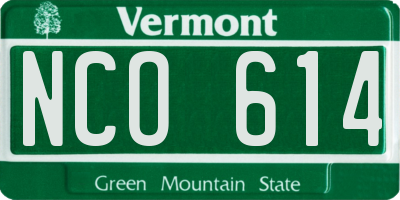 VT license plate NCO614