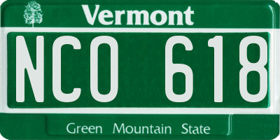 VT license plate NCO618