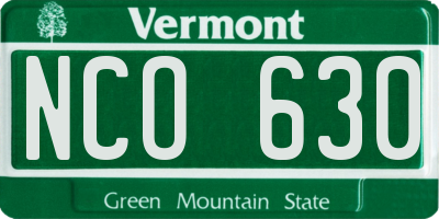VT license plate NCO630