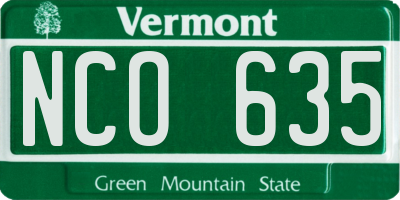 VT license plate NCO635