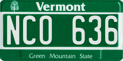 VT license plate NCO636