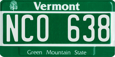 VT license plate NCO638