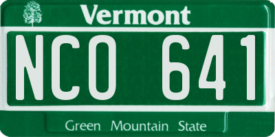 VT license plate NCO641