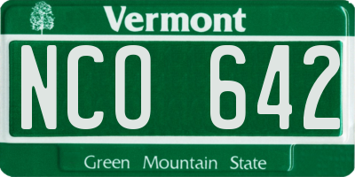VT license plate NCO642