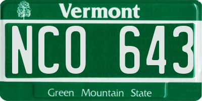 VT license plate NCO643
