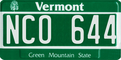 VT license plate NCO644