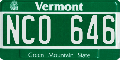 VT license plate NCO646