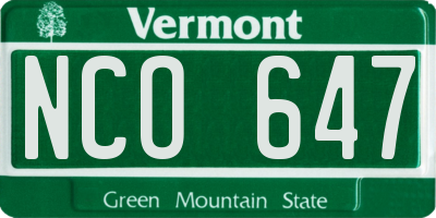 VT license plate NCO647