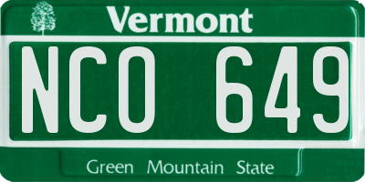 VT license plate NCO649