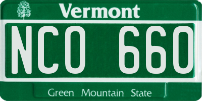 VT license plate NCO660