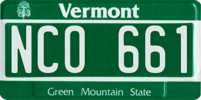 VT license plate NCO661